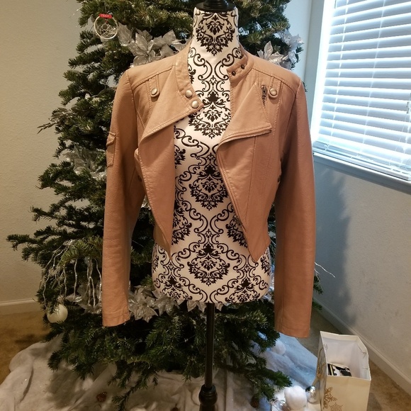 Candid Boutique Jackets & Blazers - Blush Faux Leather Jacket